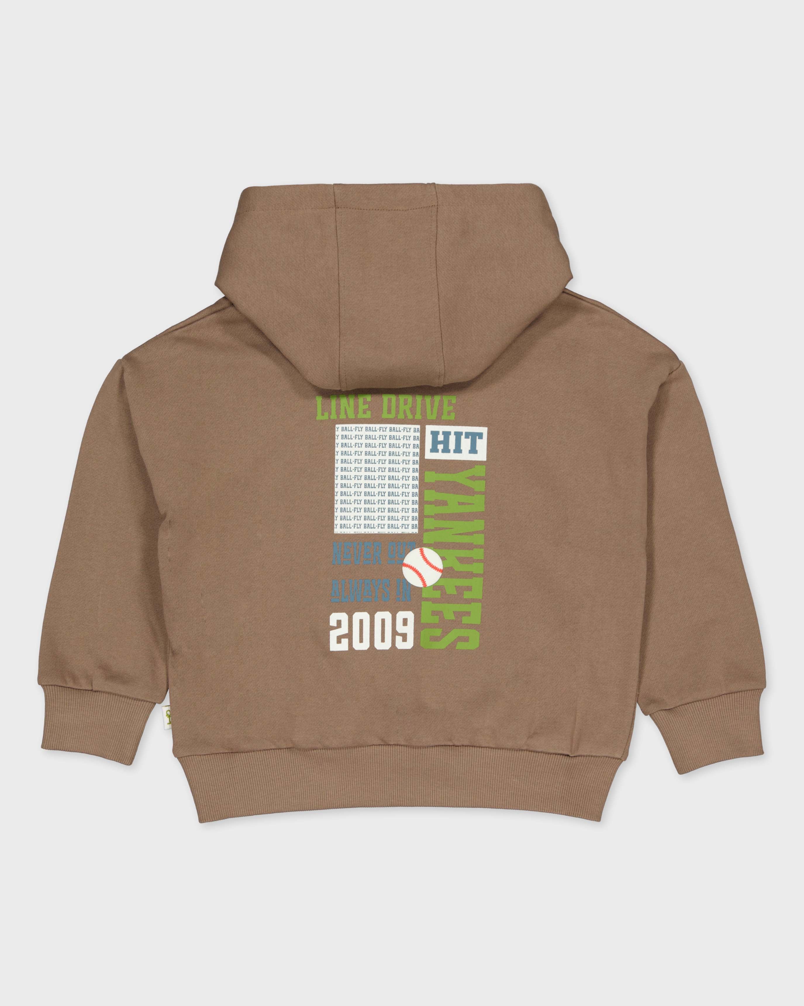 Taupekleurige hoodie met rugprint | Dark Brown