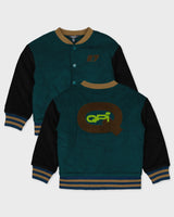 Donkergroen varsity vest met patches | Petrol