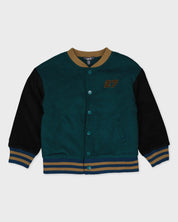 Donkergroen varsity vest met patches | Petrol