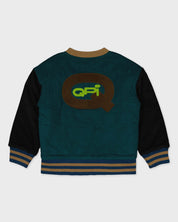 Donkergroen varsity vest met patches | Petrol