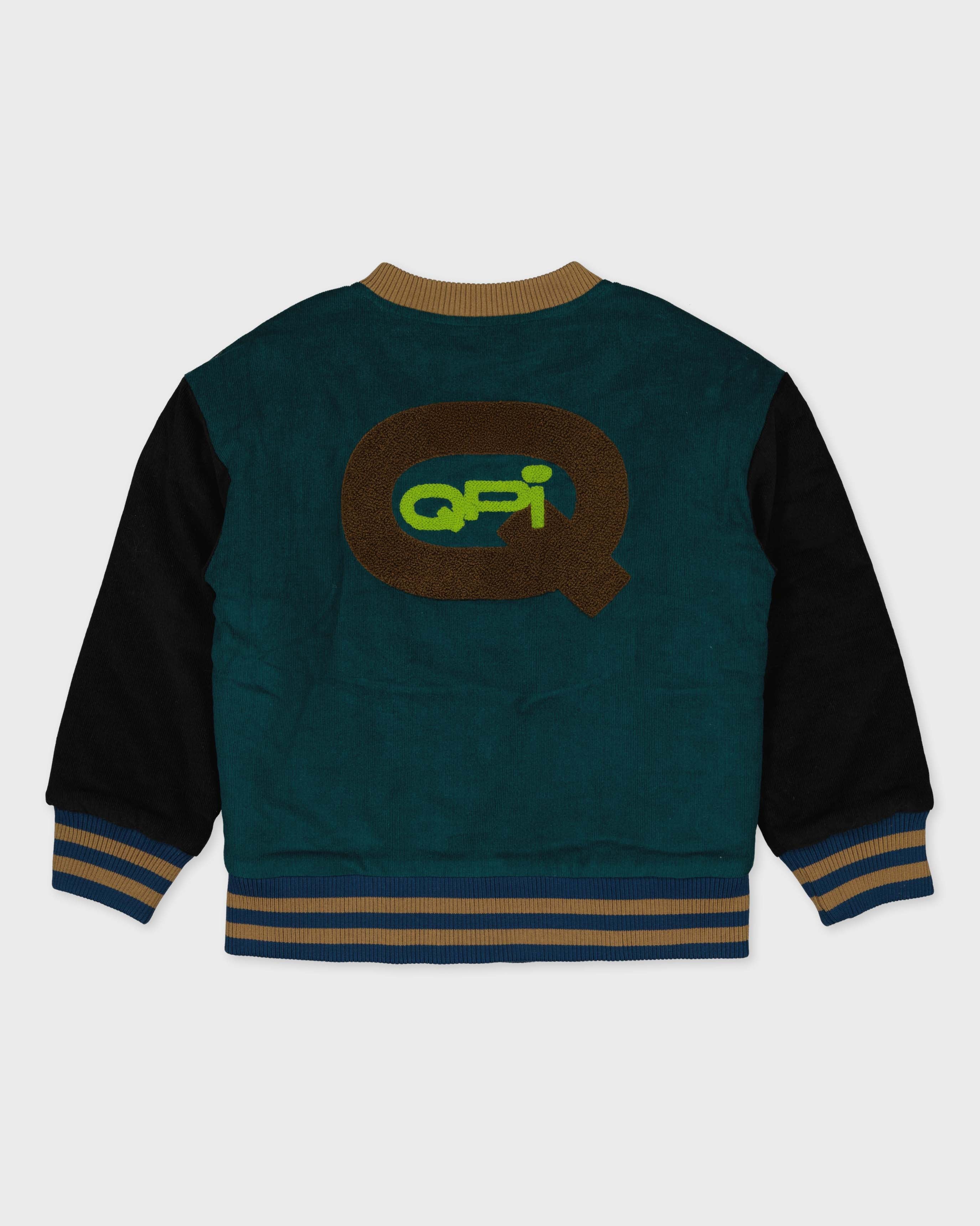 Donkergroen varsity vest met patches | Petrol