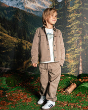 Beige joggingbroek met trekkoord | Dark Brown