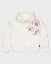 Gebroken witte hoodie met bloemenprint | Milk