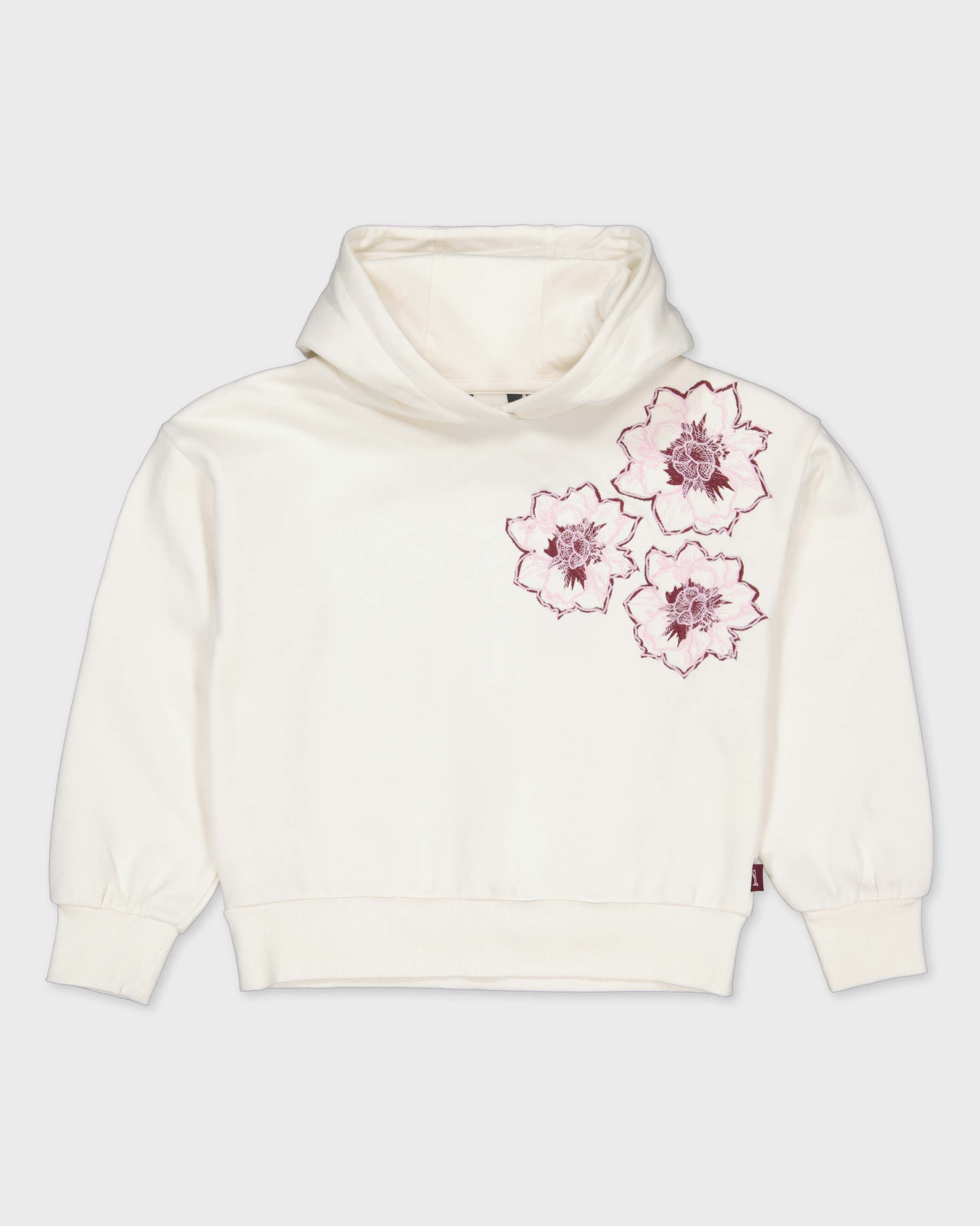 Gebroken witte hoodie met bloemenprint | Milk