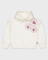 Gebroken witte hoodie met bloemenprint | Milk