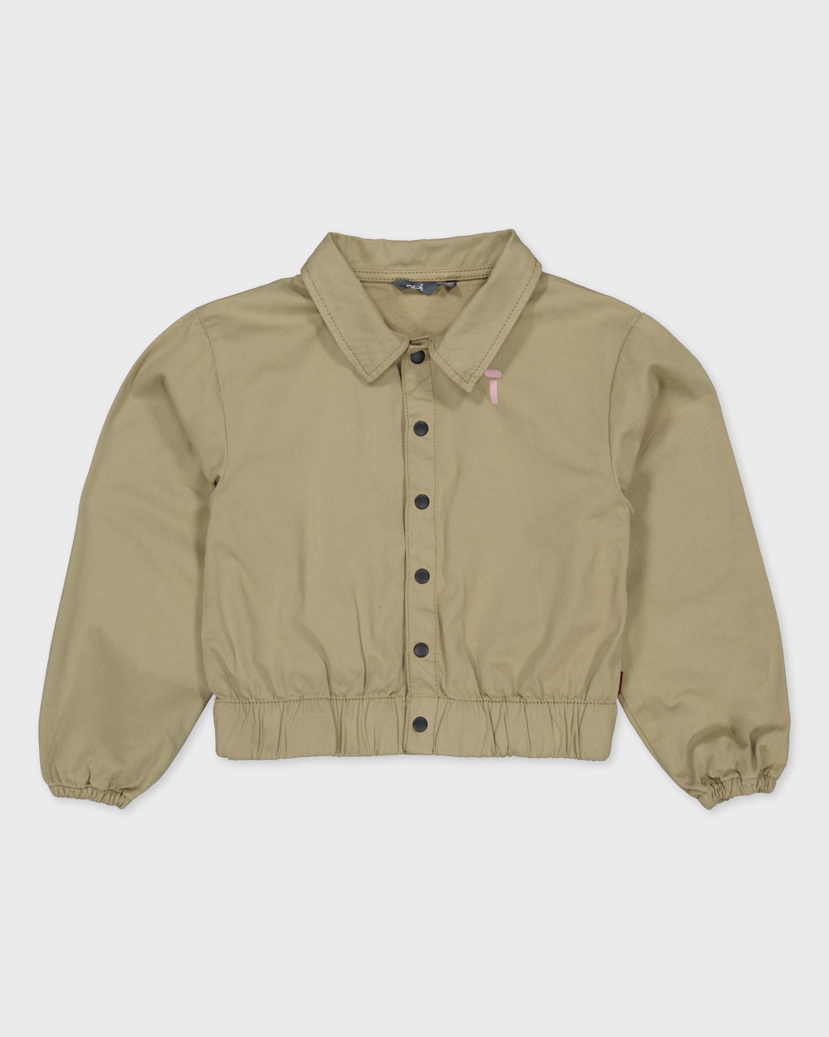 Olijfgroen jack met flamingoprint | Taupe Green