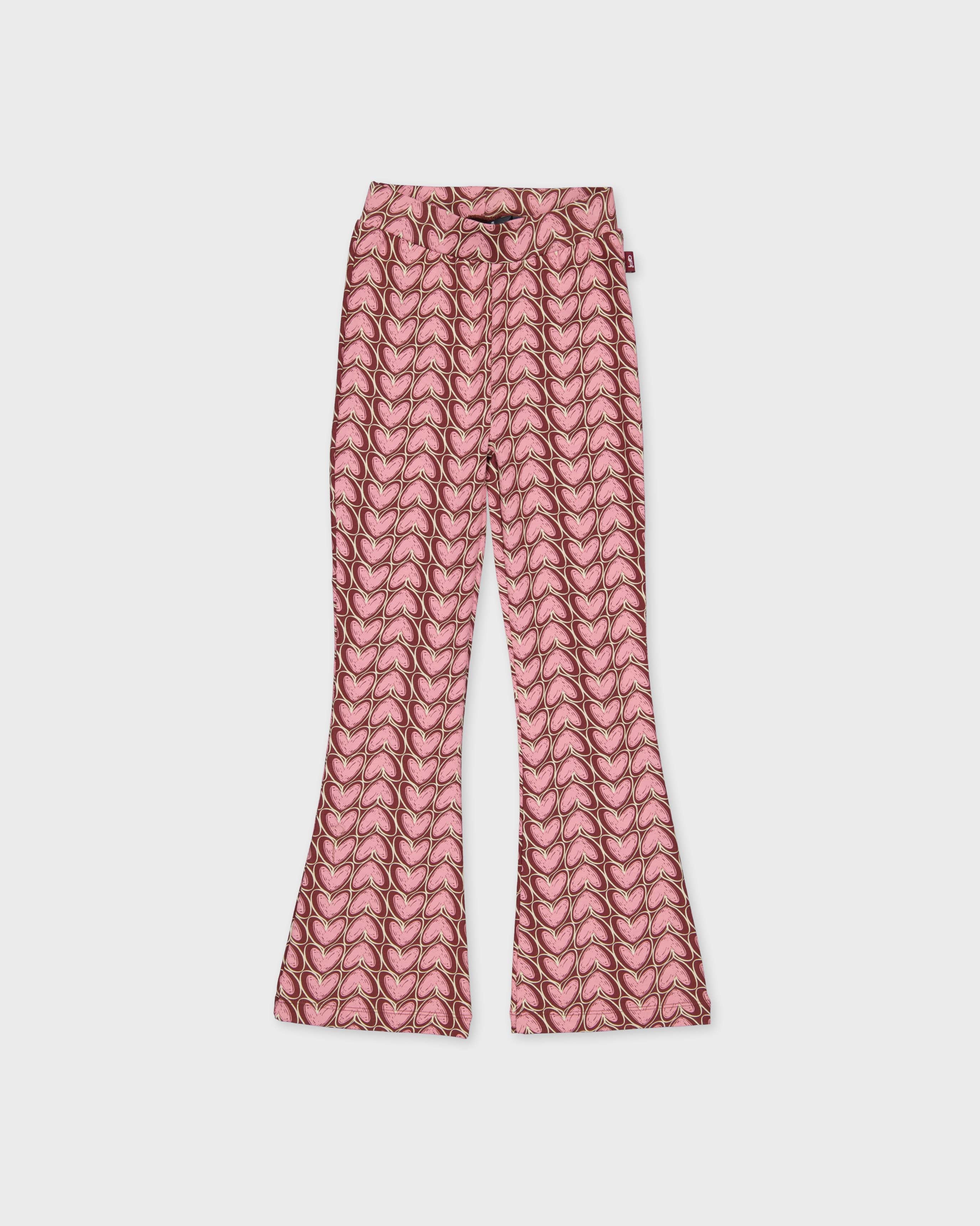 Roze flared broek met all-over print | AOP Pink Graphic