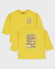 Geel shirt met rugprint | Mustard Yellow
