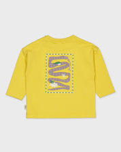 Geel shirt met rugprint | Mustard Yellow