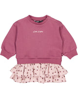 Oudroze sweaterjurk met rucherok | AOP Purple Sketch