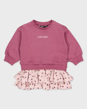 Oudroze sweaterjurk met rucherok | AOP Purple Sketch