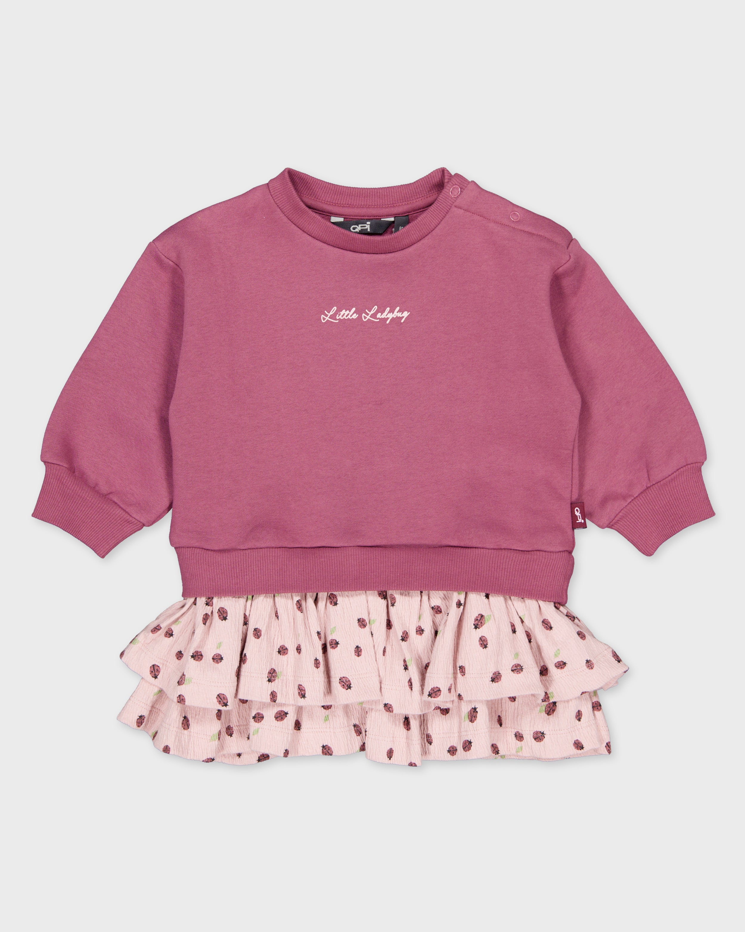 Oudroze sweaterjurk met rucherok | AOP Purple Sketch