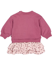 Oudroze sweaterjurk met rucherok | AOP Purple Sketch