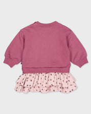 Oudroze sweaterjurk met rucherok | AOP Purple Sketch