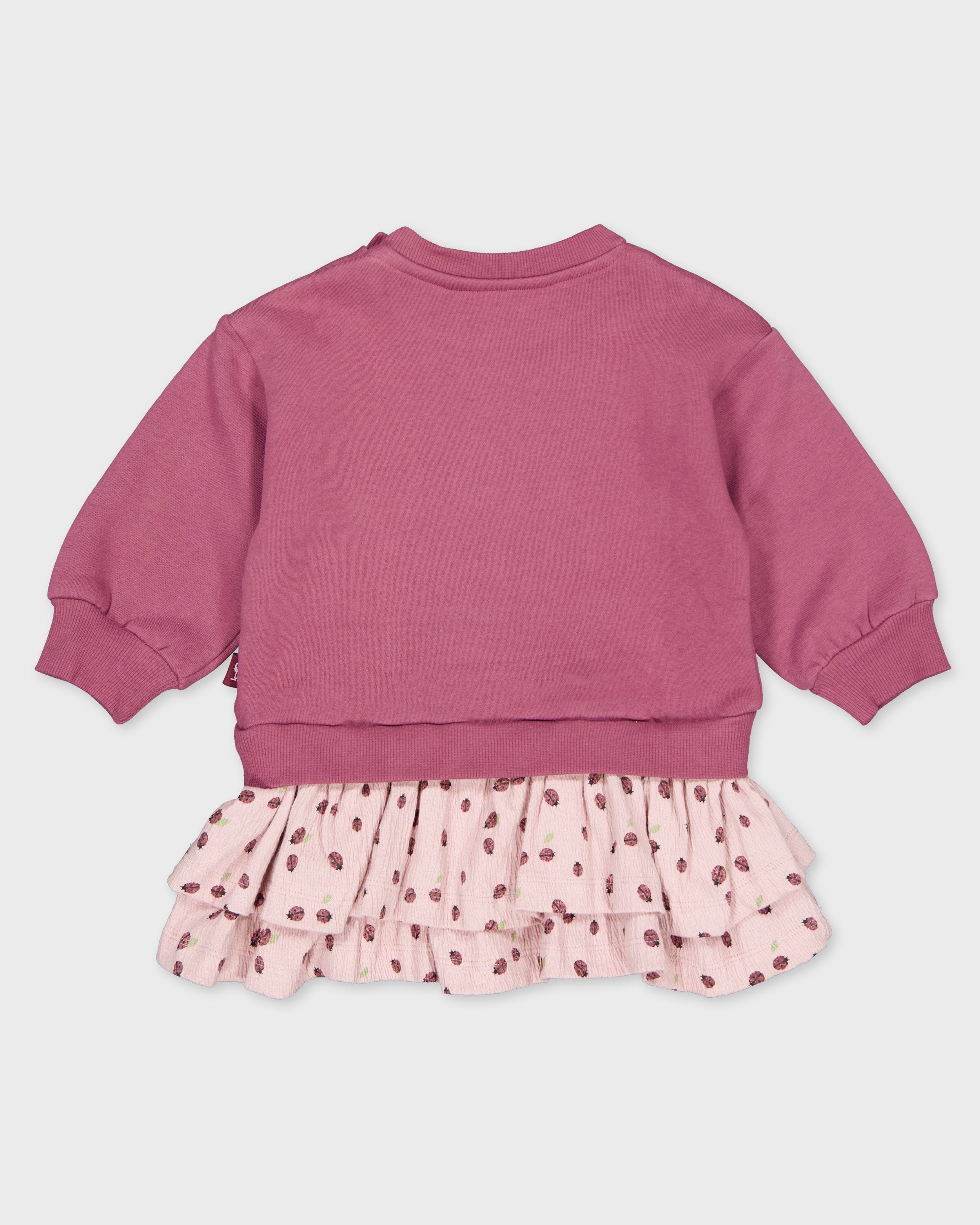 Oudroze sweaterjurk met rucherok | AOP Purple Sketch