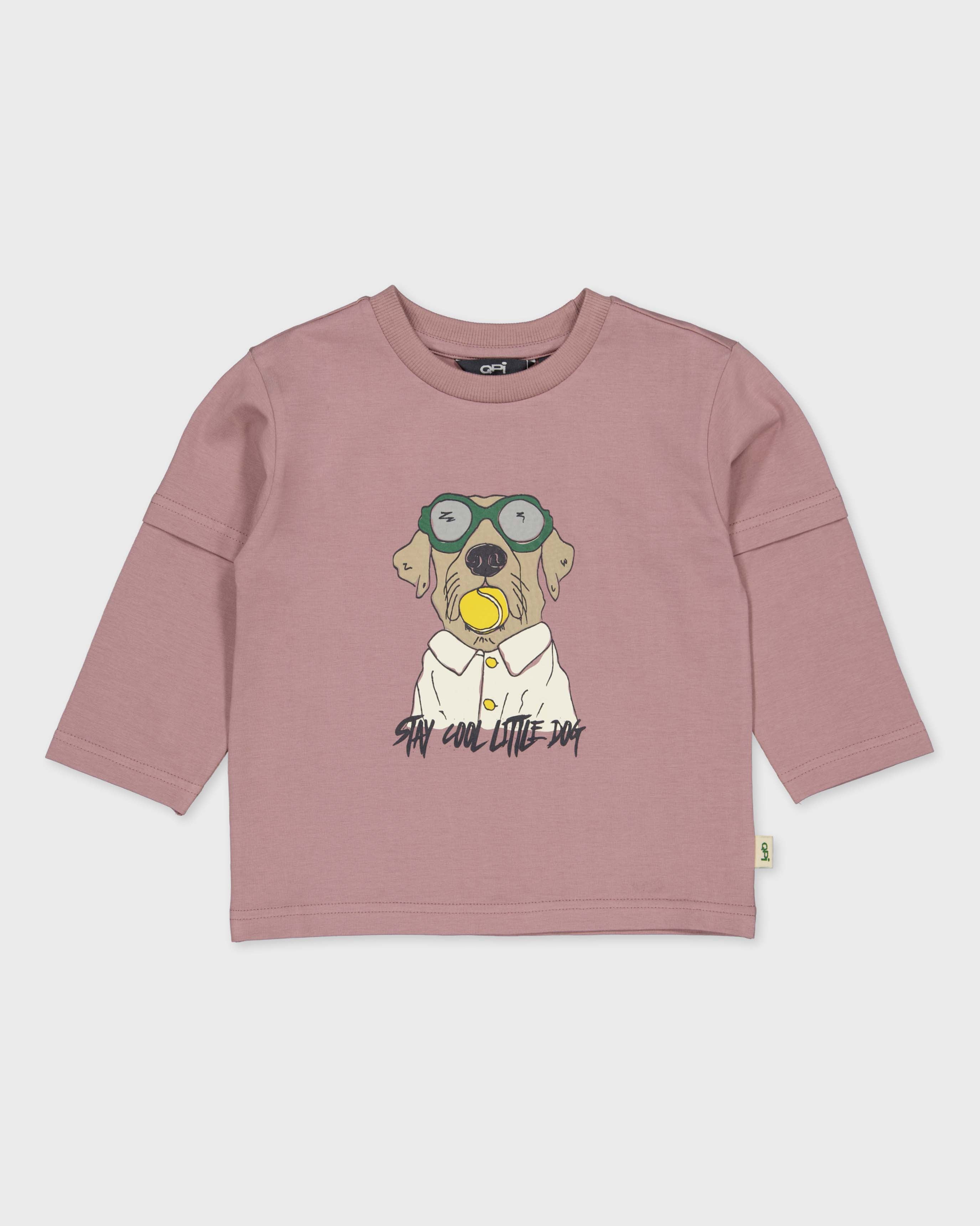 Oudroze shirt met frontprint | Dusty Mauve