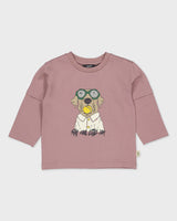 Oudroze shirt met frontprint | Dusty Mauve