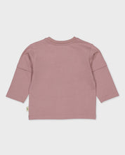 Oudroze shirt met frontprint | Dusty Mauve