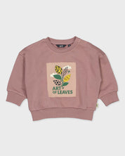 Oudroze sweater met frontprint | Dusty Mauve