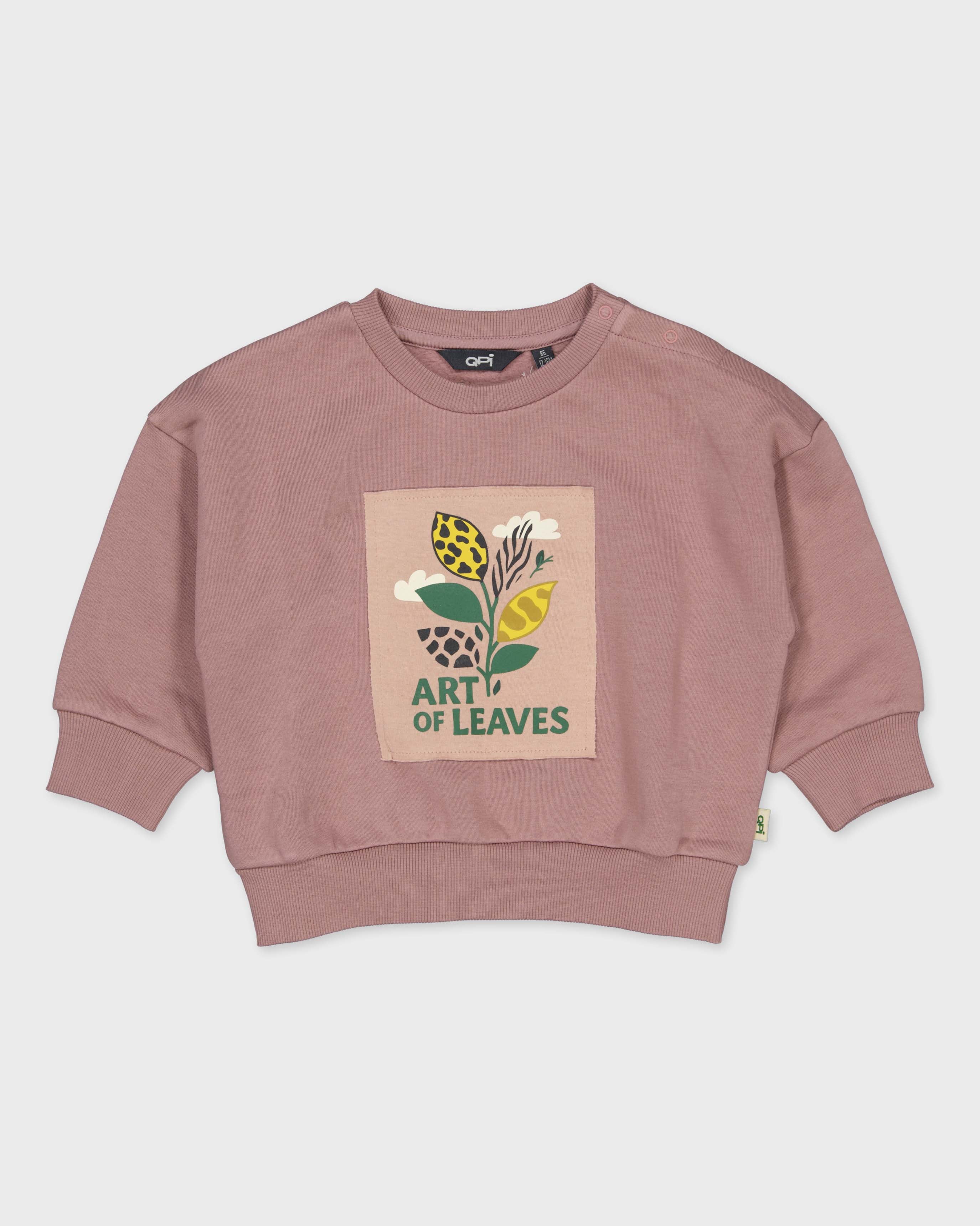 Oudroze sweater met frontprint | Dusty Mauve