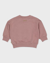 Oudroze sweater met frontprint | Dusty Mauve