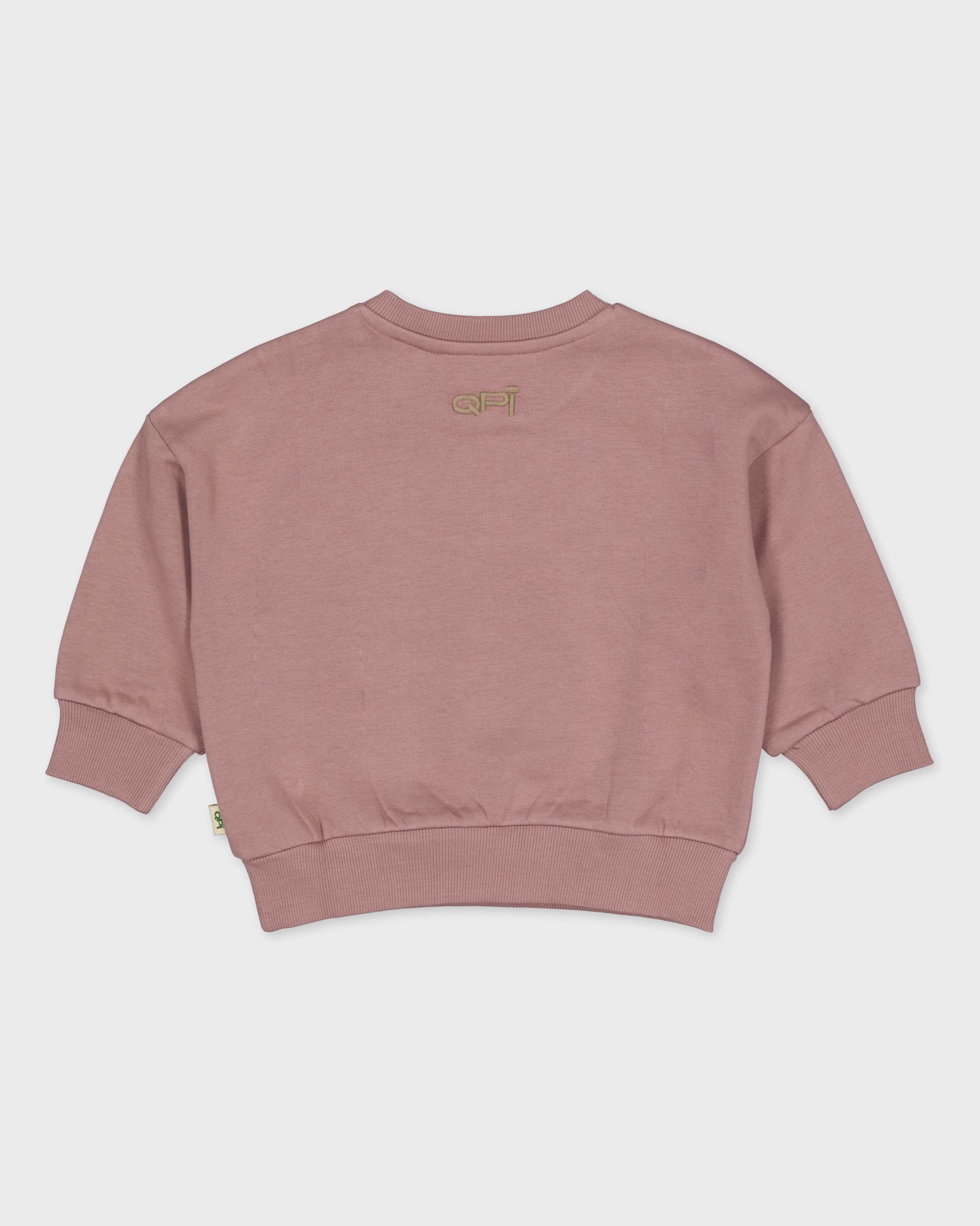 Oudroze sweater met frontprint | Dusty Mauve