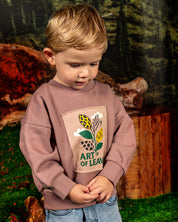 Oudroze sweater met frontprint | Dusty Mauve
