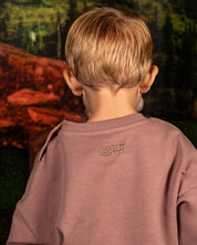 Oudroze sweater met frontprint | Dusty Mauve