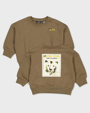 Taupe sweater met rugprint | Dark Brown