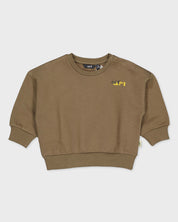 Taupe sweater met rugprint | Dark Brown