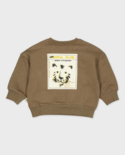 Taupe sweater met rugprint | Dark Brown
