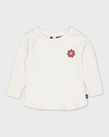 Gebroken wit shirt met bloemapplicatie | Milk