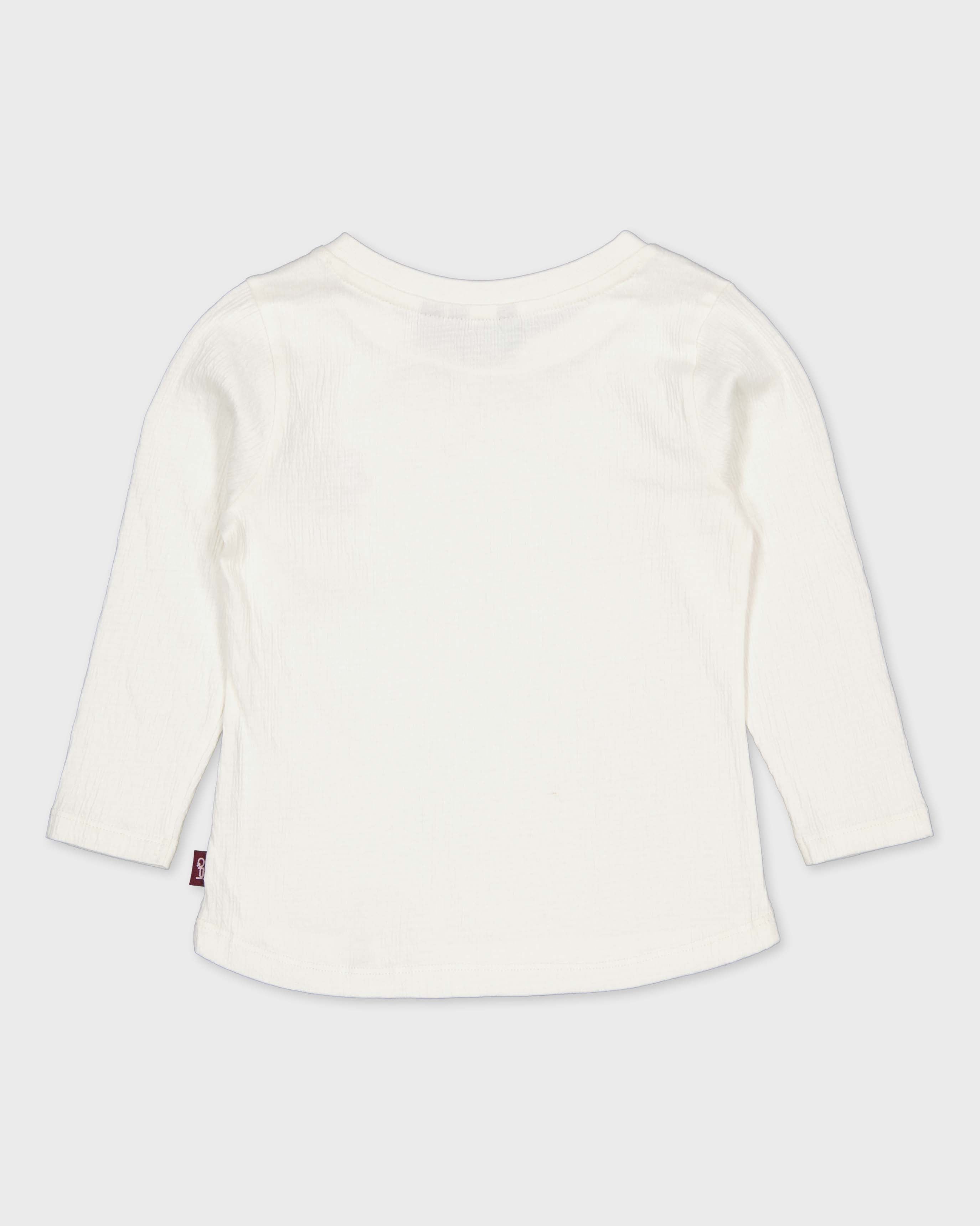 Gebroken wit shirt met bloemapplicatie | Milk