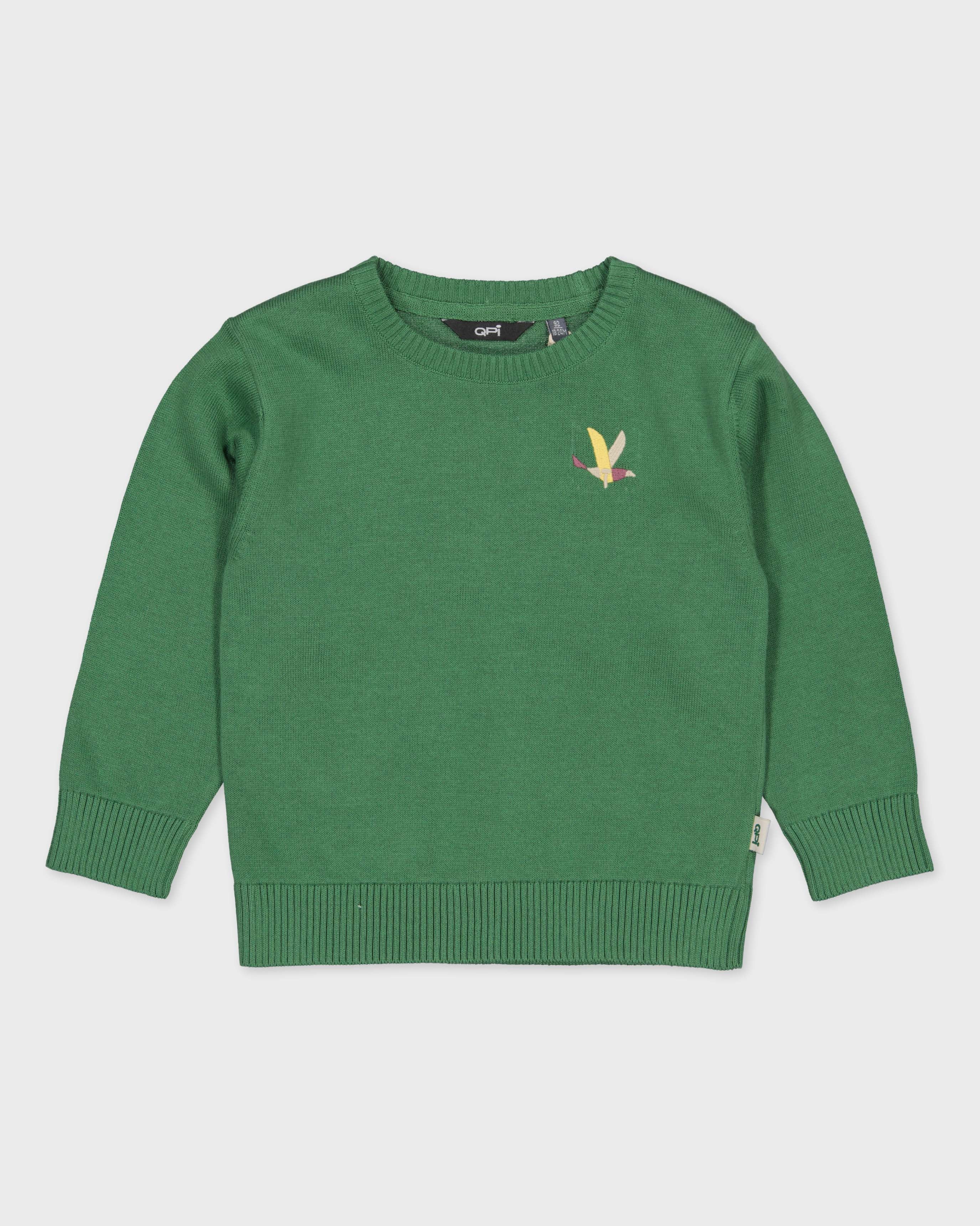 Groene gebreide trui met borduurtje | Gras Green