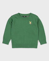 Groene gebreide trui met borduurtje | Gras Green