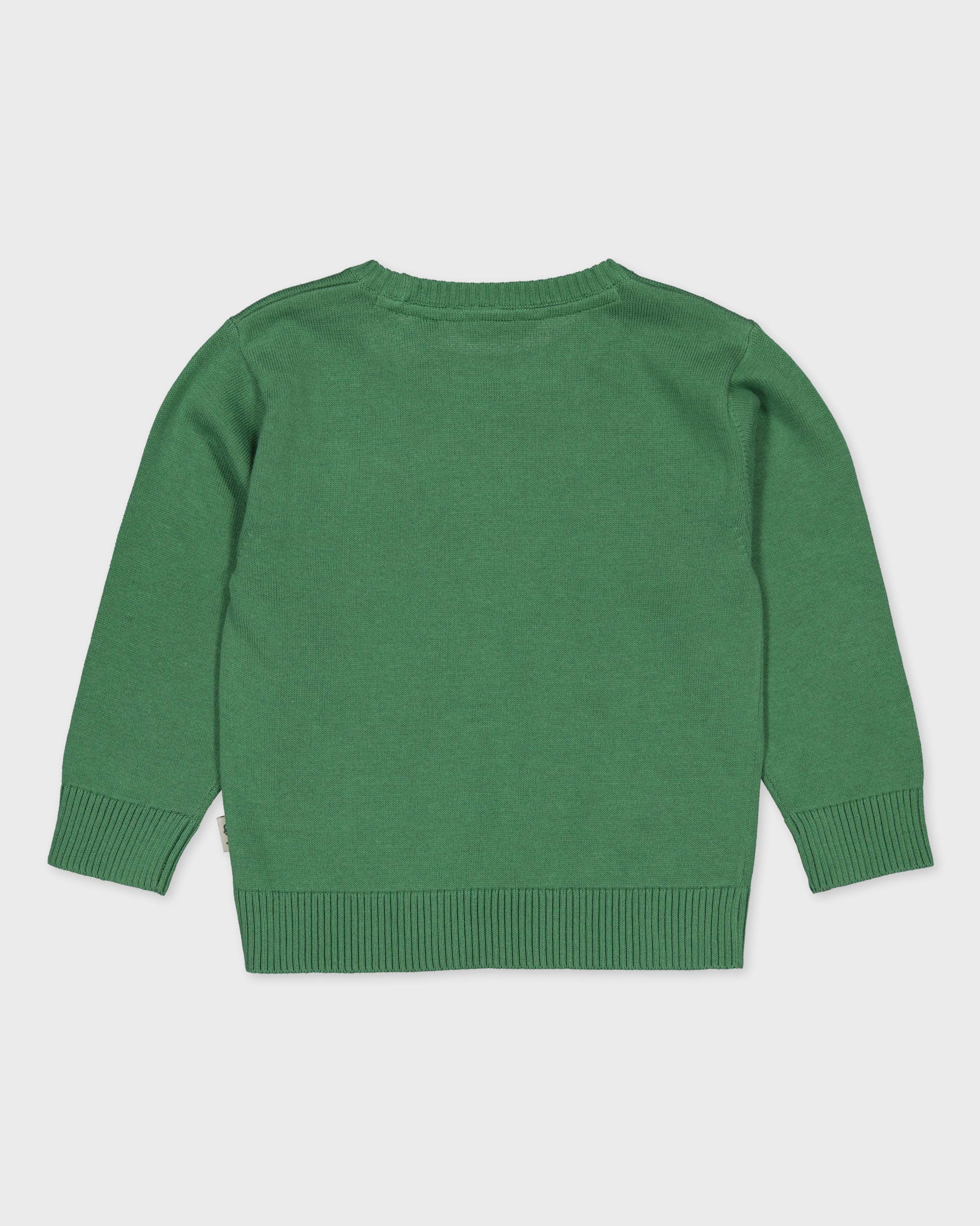 Groene gebreide trui met borduurtje | Gras Green