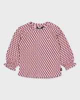 Roze blouse met bordeaux ruitpatroon | AOP Purple Graphic