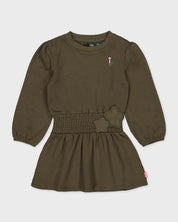 Olijfgroene jurk met elastische taille | Army Green