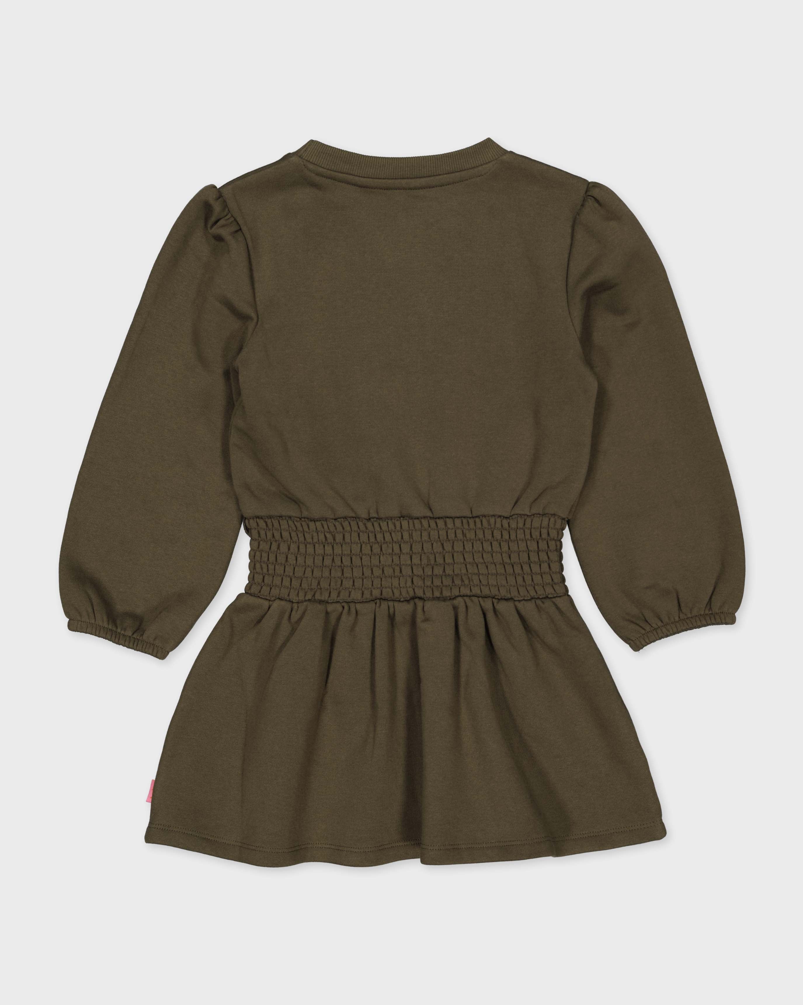 Olijfgroene jurk met elastische taille | Army Green