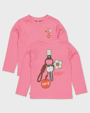 Roze longsleeve met print | Fuchsia