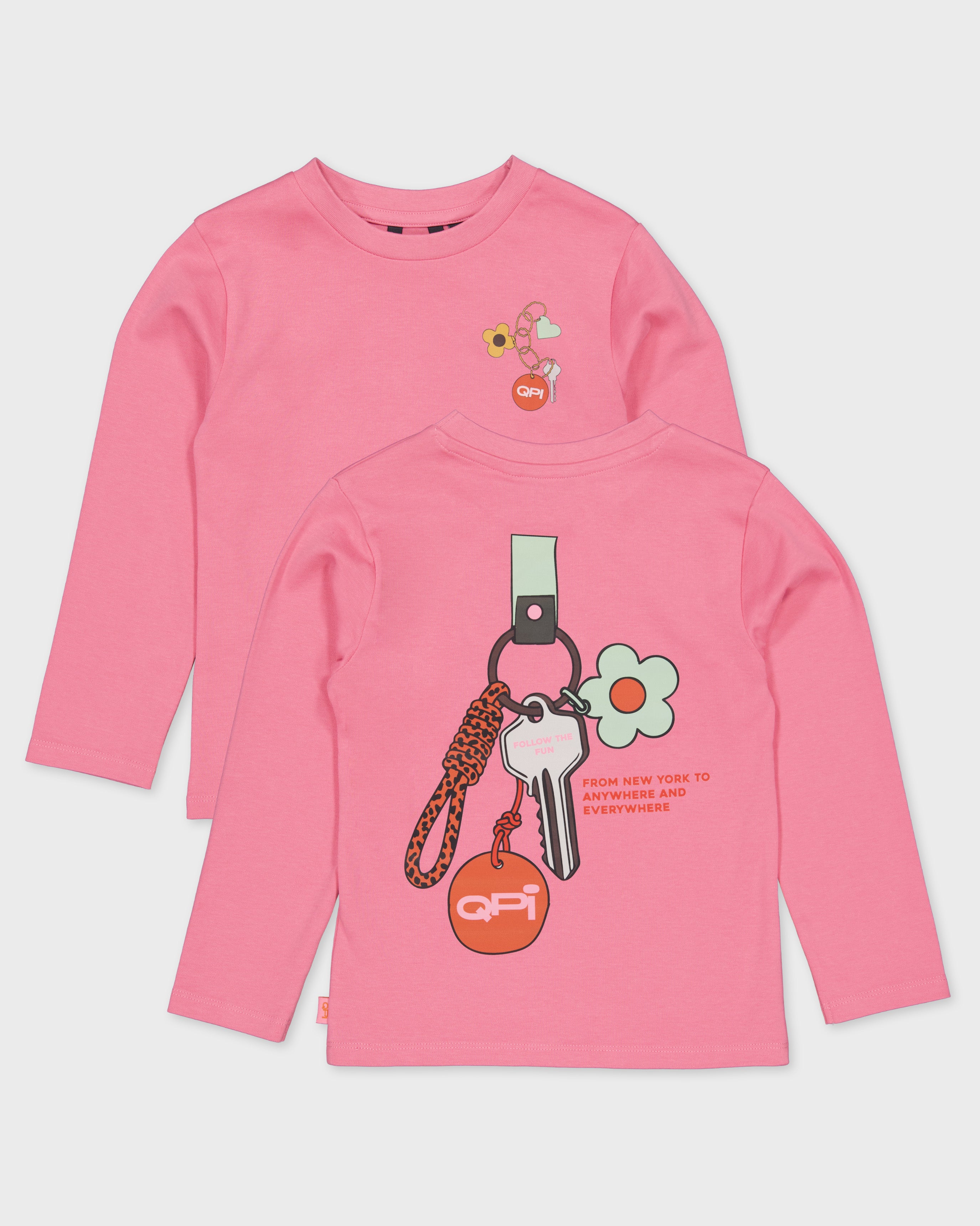 Roze longsleeve met print | Fuchsia