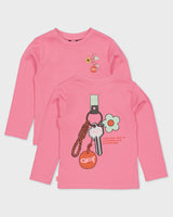 Roze longsleeve met print | Fuchsia