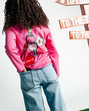 Roze longsleeve met print | Fuchsia