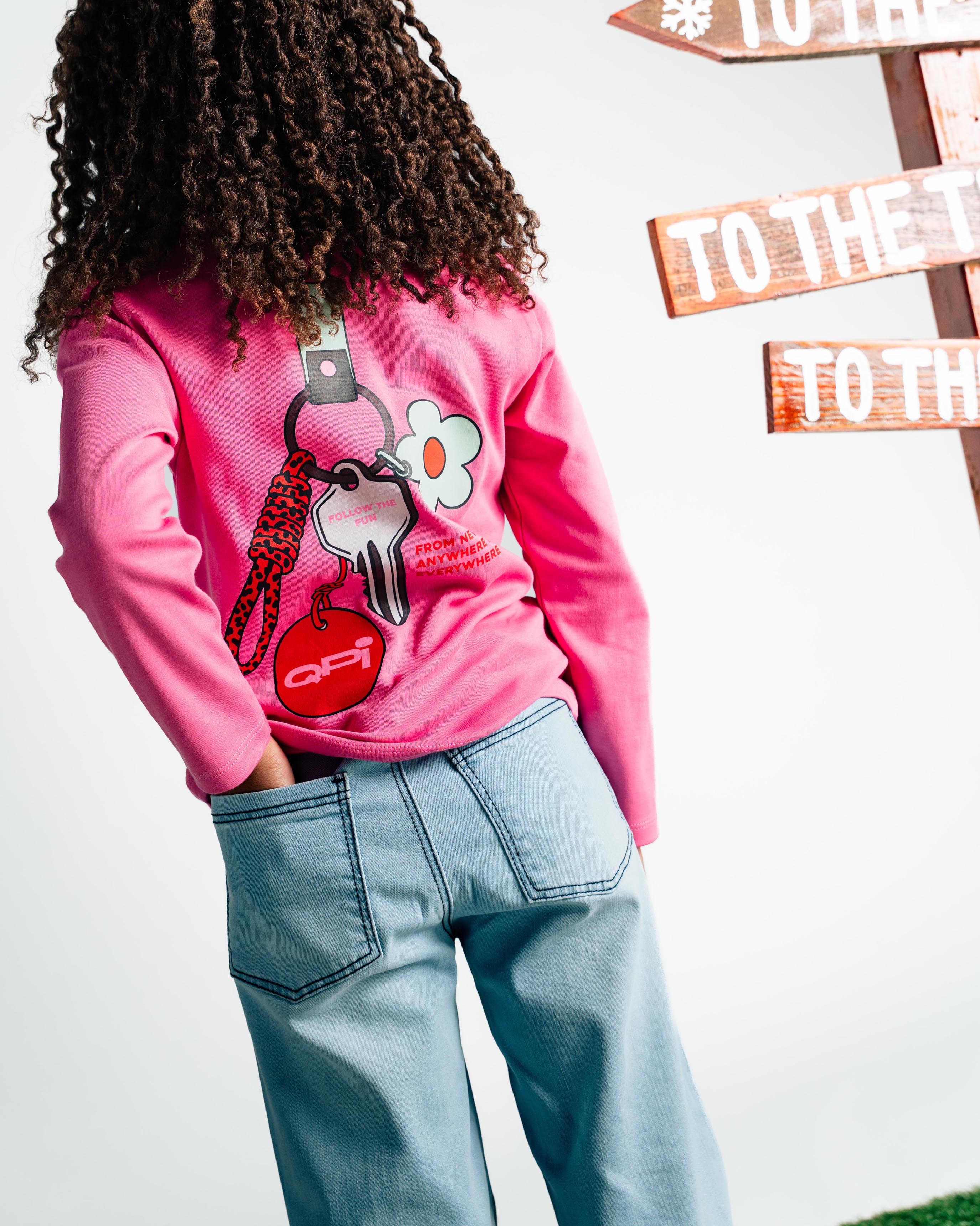 Roze longsleeve met print | Fuchsia