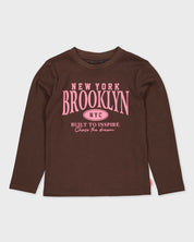 Donkerbruine longsleeve met tekstprint | Brown