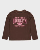 Donkerbruine longsleeve met tekstprint | Brown