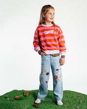 Oranje-roze gestreepte sweater | AOP Orange Stripe