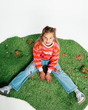 Oranje-roze gestreepte sweater | AOP Orange Stripe