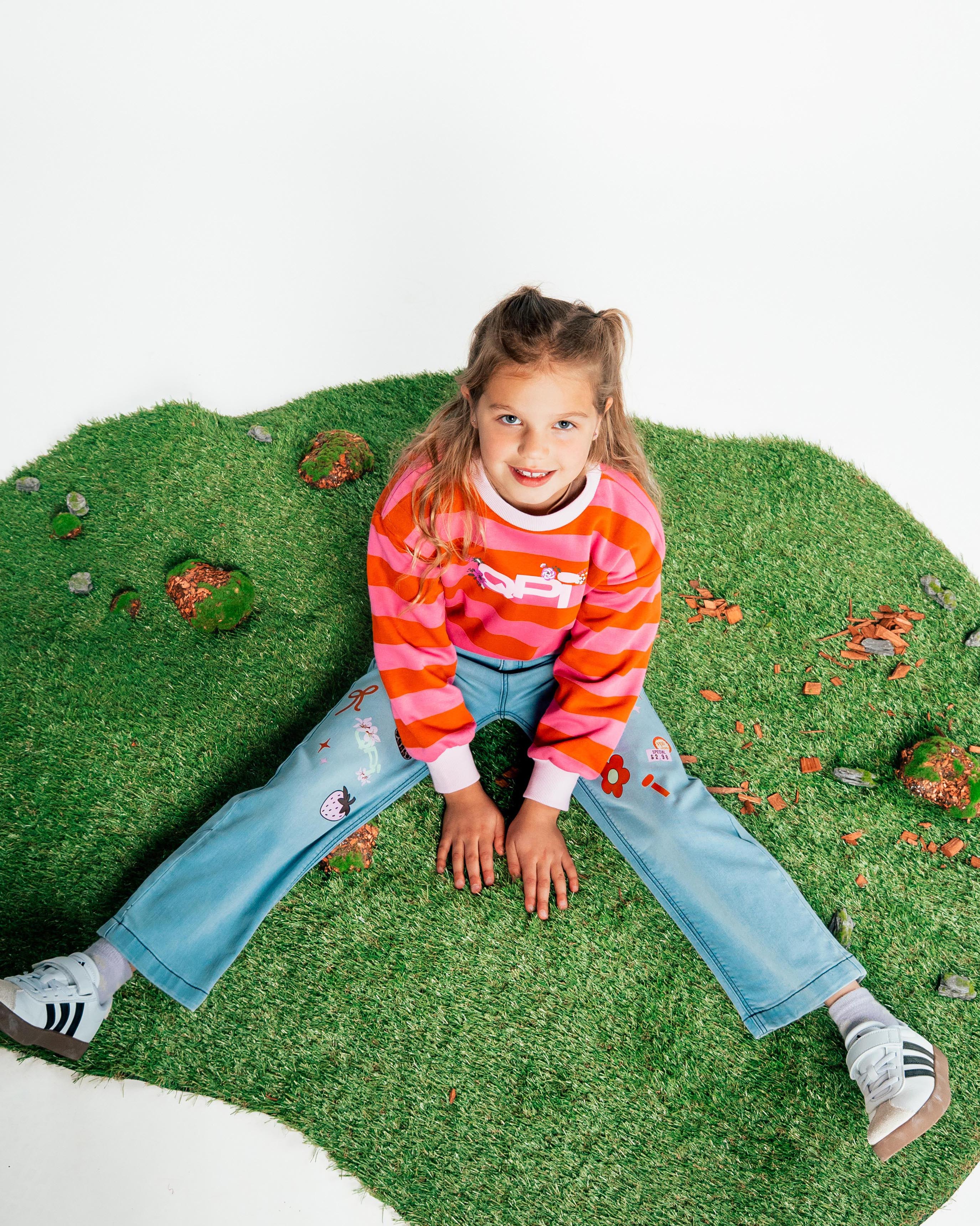 Oranje-roze gestreepte sweater | AOP Orange Stripe