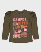 Olijfgroene longsleeve met print | Army Green